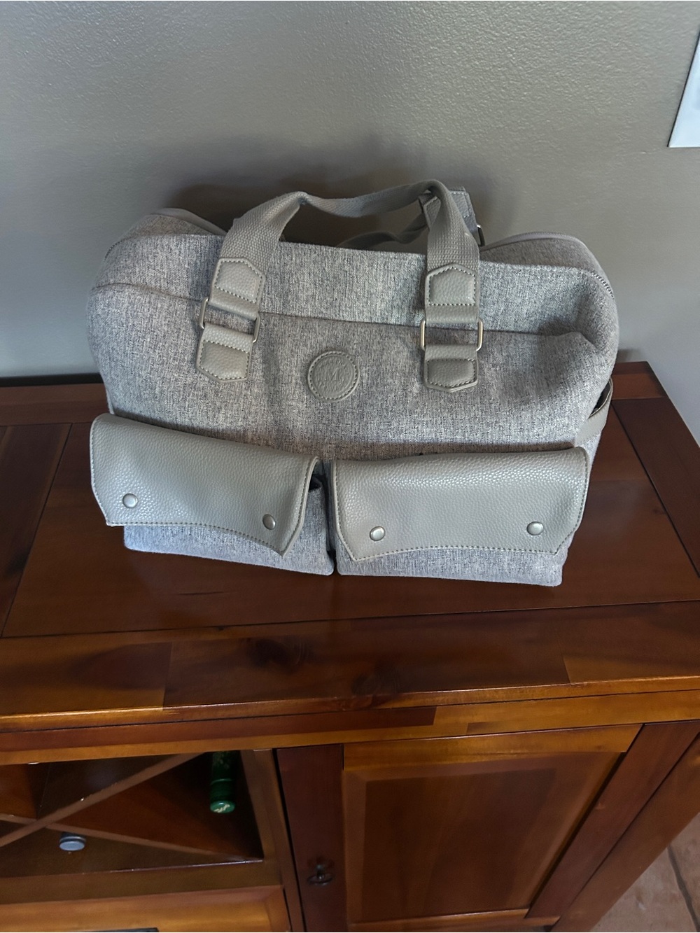 Martha Stewart Heather Gray Tote Bag with Light Gray Trim